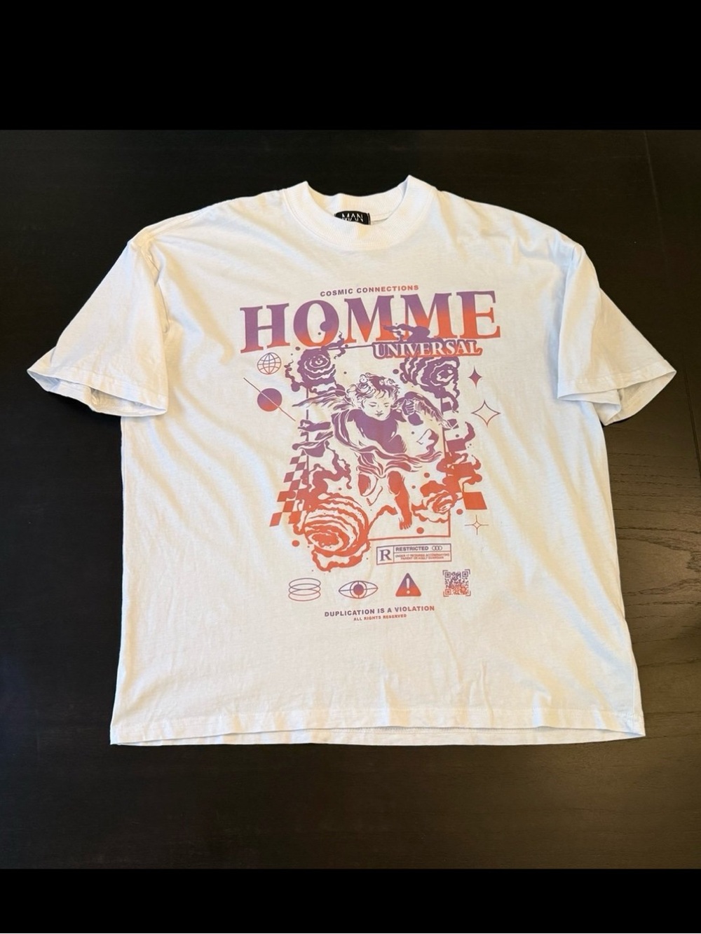 BoohooMAN Homme Universal Oversized Boxy Graphic Tee White Men’s